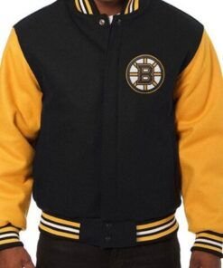 Varsity Boston Bruins Black and Yellow Wool Jacket