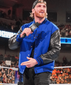 WWE Logan Paul Blue And Black Varsity Jacket