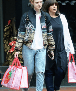 elle fanning saint laurent moon landing jacket