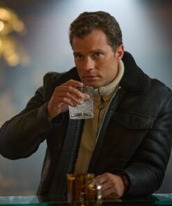 parker heart of stone jamie dornan black shearling jacket