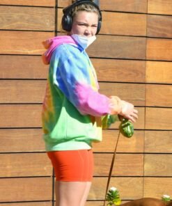 Actress Florence Pugh Tie-dye Colorful Hoodie