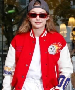 Gigi Hadid Red And White Jacket