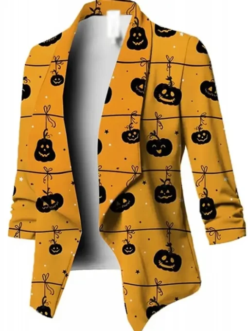 Halloween Pumpkin Printed Blazer
