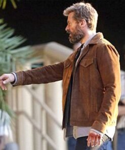 Hugh Jackman Brown Suede Leather Jacket 2023