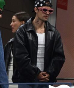 Justin Bieber Us Open 2023 Black Leather Jacket