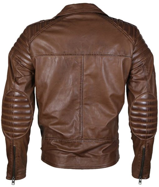 Mens Biker Classical Brown Leather Jacket 2023