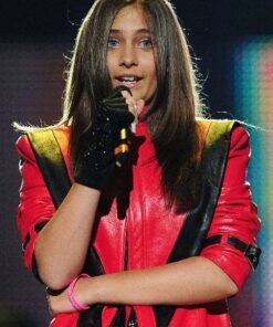 Model Paris Jackson Red Leather Jacket