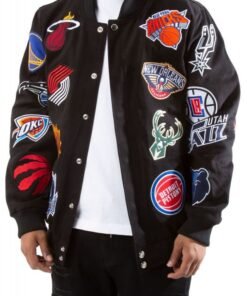 NBA Collage Patch Bomber Jacket