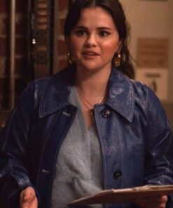 Only Murders In The Building S03 Selena Gomez Blue Leather Coat 2023