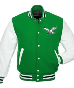 Philadelphia Eagles Vintage Varsity Green And White Jacket