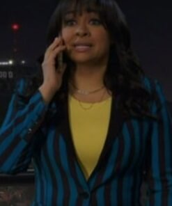 Raven’s Home S06 Raven Symone Blue & Black Striped Blazer