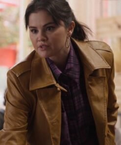 Selena Gomez Only Murders In The Building S03 Leather Brown Coat