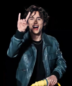 Timothée Chalamet Green Leather Jacket 2023