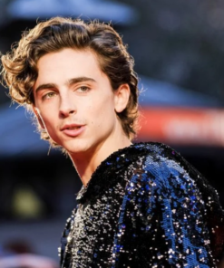 Timothée Chalamet Red Carpet Blue Sequined Hoodie 2023