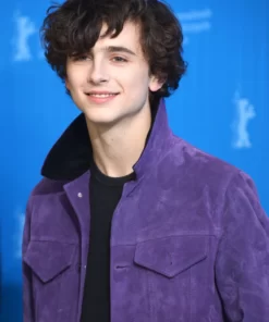 Timothée Chalamet Red Carpet Purple Suede Leather Jacket