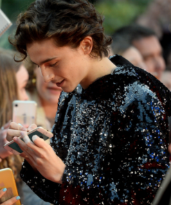 Timothée Chalamet Red Carpet Sequined Hoodie