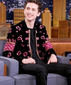 Timothée Chalamet Tonight Show Black And Pink Jacket