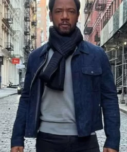 Tory Kittles The Equalizer Blue Suede Leather Jacket 2023