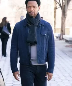 Tory Kittles The Equalizer Blue Suede Leather Jacket