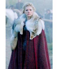 Vikings Lagertha Red Cloak With Wolf Skin