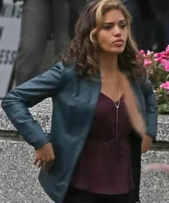 Arrow Season 4 Ciara Renée Blue Leather Jacket 2023