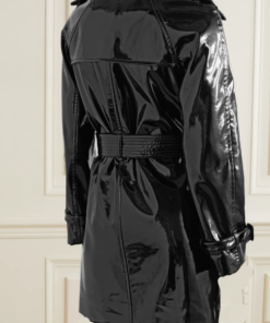 Back-Belted-Faux-Patent-Leather-Trench-Coat
