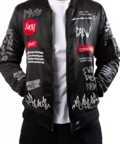 Crew Patches Black Bomber Jacket