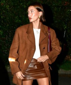 Hailey Bieber Leather Blazer