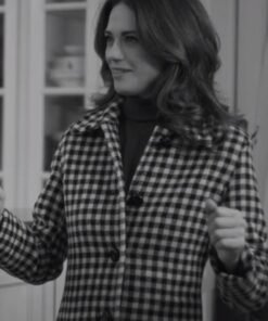 Lyndsy Fonseca Where Are You, Christmas 2023 Checker Coat