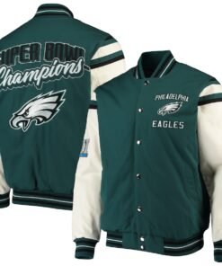 Philadelphia Eagles Green And White Full-snap Varsity Jacket
