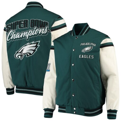 Philadelphia Eagles Green And White Full-snap Varsity Jacket