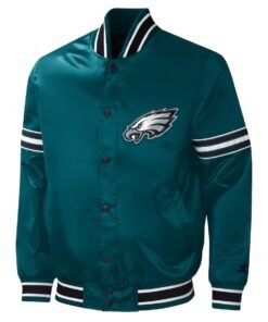 Philadelphia Eagles Midfield Green Satin Full-snap Varsity Jacket 2023