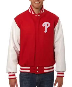 Philadelphia Phillies Letterman Red And White Jacket