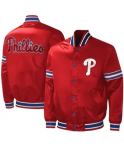 Philadelphia Phillies Midfield Red Satin Jacket
