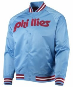 Philadelphia Phillies Raglan Full-snap Light Blue Satin Jacket
