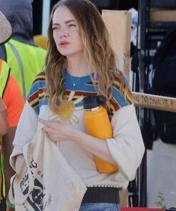 The Curse Emma Stone Striped Sweatshirt