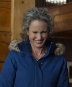 The Other Zoey 2023 Andie Macdowell Blue Parka Coat