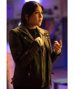 Alaqua Cox Echo Black Leather Jacket 2023