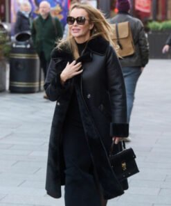 Amanda Holden Black Leather Coat 2023