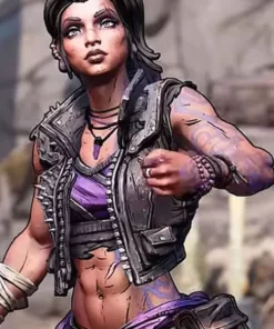 Amara Borderlands Black Studded Leather Vest