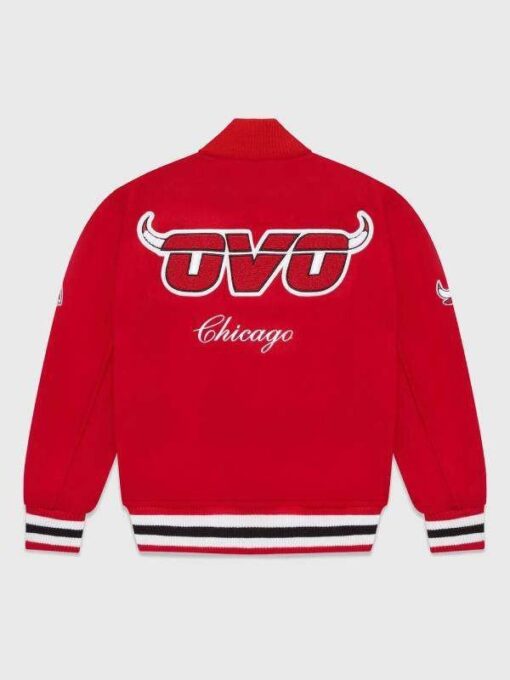 Chicago Bulls OVO Red Varsity Jacket 2023