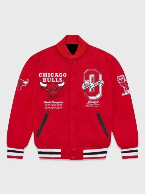 Chicago Bulls OVO Red Varsity Jacket