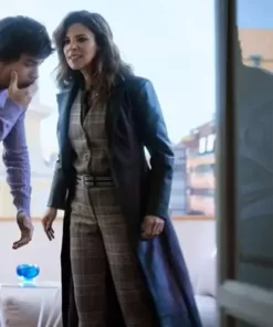 Elite S07 Carmen Black Leather Trench Coat 2023