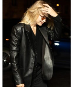 Gigi Hadid Black Leather Blazer 2023