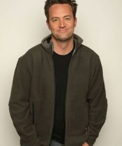 Matthew Perry Green Faux Fur Bomber Jacket 2023