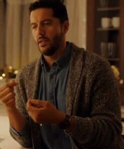 Mom’s Christmas Boyfriend 2023 Zach Smadu Gray Cardigan