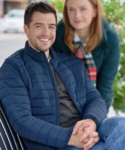 Our Christmas Mural Dan Jeannotte Blue Puffer Jacket