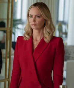 Pain Hustlers 2023 Emily Blunt Red Asymmetric Blazer