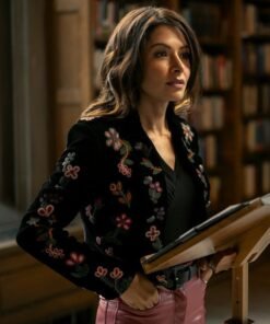 Sex Life S02 Sarah Shahi Floral Black Jacket