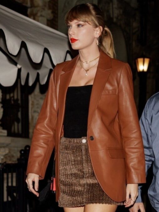 Taylor Swift Brown Leather Blazer 2023